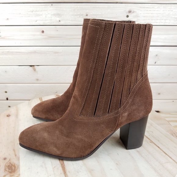 Aquatalia Shoes - AQUATALIA Suede/Leather Bootie Ankle Boot Pull-on Chunky Heel NEW MIXMATCH SIZES